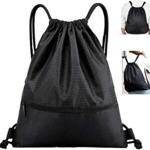 Drawstring Backpack Zippered Water Resistant Sports Sackpack Gym Sack Travel bag Foldable bag Men Women,45cm*35cm