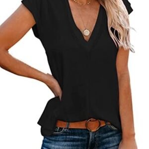 Famulily Womens Cap Sleeveless Deep V Neck Tops Loose Oversized Tunic Tops for Summer