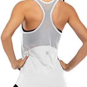 Fihapyli ICTIVE Workout Tank Tops for Women Sleeveless Yoga Tops for Women Mesh Racerback Tank Tops Muscle Tank