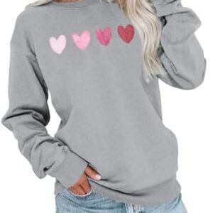 KNEYATTA Valentines Shirts for Women Valentine Heart Sweatshirt Valentines Day Shirt Vintage Pullover Tops
