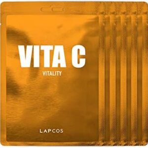 LAPCOS Vita C Sheet Mask, Daily Face Mask with Vitamin C to Brighten and Renew Skin, Korean Beauty Favorite, 5-Pack