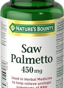 Nature's Bounty Saw Palmetto Pills and Herbal Health Supplement, Helps Relieve Urologic Symptoms, 450mg, 100 Capsules, Multi-colored