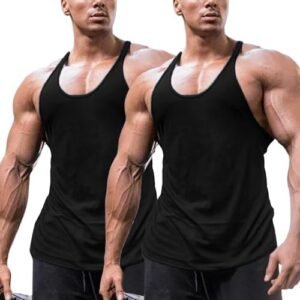 FLLSGT Men's 2 Pack Workout Tank Tops Gym Sleeveless Dry Fit Bodybuilding Shirts Fitness Athletic Muscle Tee