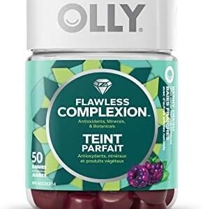OLLY Flawless Complexion Gummy Supplement with Vitamins E, A & Zinc Berry Fresh Flavour for Healthy Skin 25 day supply 50 gummies