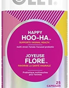 OLLY Supplement Capsules gluten free multi-strain female-focused probiotic supplement Happy HOO-HA supports vaginal health 25 capsules