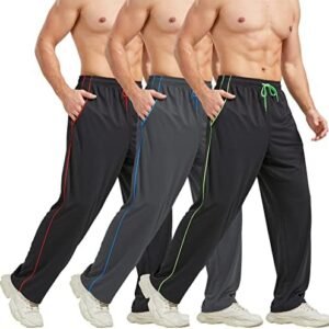 E-SURPA Men's Athletic Pant with Pockets Open Bottom Sweatpants for Men Workout, Exercise, Running