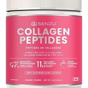 Premium Collagen Peptides Protein Powder For Healthy Hair, Skin, Nails, Joints - Hydrolyzed For Better Absorption | Made in Canada, Grass Fed, Keto, Kosher & Halal Certified - Non GMO, Gluten Free (454g / 16 oz)