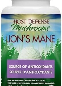 Host Defense Lions Mane Mushroom Supplement 120 Mushroom Capsules for Brain Health | Polysaccharides & 1000mg Lion's Mane Powder per Serving |Mushroom Supplements for Brain & Nervous System Support | Mushroom Powder Extract Pills, Host Defense Mushrooms| Lion's Mane Pills