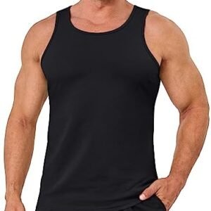 MAGCOMSEN Men's Tank Top Cotton Casual Workout Sleeveless Muscle Breathable Tank Shirt for Bodybuilding Gym Beach