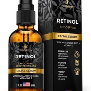 InstaSkincare DOUBLE SIZED (2Oz) Retinol Serum for Face with Hyaluronic Acid + Vitamin E and A + Aloe Vera Serum Advanced Strength Formula by InstaSkincare