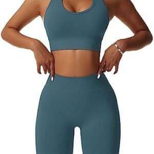 Seamless Workout Sets for Women Strappy Crisscross Sports Bras with Shorts Leggings 2 Piece Yoga Outfits Gym Tracksuit
