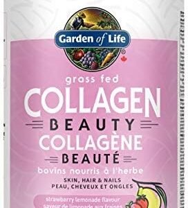 Hydrolyzed, Grass Fed Collagen Beauty for Skin, Hair & Nails | 12g Collagen Per Serving | Strawberry Lemonade Flavour | Contains Biotin, Silicon & Vitamin C | Paleo Certified, Non-GMO Verified, Gluten Free Certified, & Keto Certified