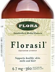 Flora - FloraSil for Hair, Skin, and Nails, 360 Capsules - Supports Vegan Collagen, Keratin, & Elastin Production - for Hair Growth, Skin Care, Nail & Bone Strength