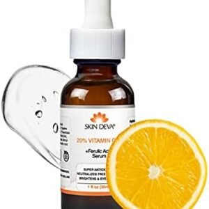 SKIN DEVA 20% Vitamin C Serum for Face with Vitamin E Plus Ferulic Acid Skincare Serum 1 fl oz 30 ML Rejuvenates Skin to Fresh & Neutralizes Free Radicals to Brighten Even Vitamin Serum