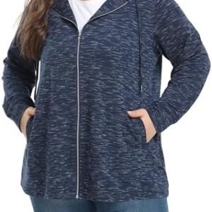 Shiaili Classic Plus Size Jackets for Women Hide Tummy Flowy Hoodie Sweatshirt