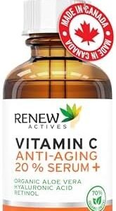 Renew Actives Vitamin C Serum – Anti-Aging Serum with Vitamin C, Hyaluronic Acid and Retinol – Face Serum for Wrinkles, Fine Lines and Dark Spots – Organic Aloe Vera Serum for Face – 2 fl oz Bottle