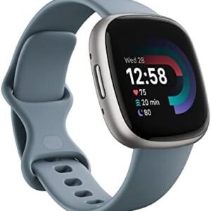 Fitbit Versa 4 Fitness Smartwatch with Daily Readiness, Gps, 24/7 Heart Rate, 40+ Exercise Modes, Sleep Tracking and More, Waterfall Blue/platinum, One Size (S and L Bands Included)