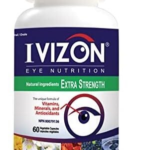 IVIZON® Vision Care Supplement Extra Strength with Lutein, Zeaxanthin, Bilberry Extract, Grape Seed Extract, Vitamin C, Vitamin E, Zinc, Copper, & Selenium - Non-GMO Eye Formula (60 Vegetable capsules)