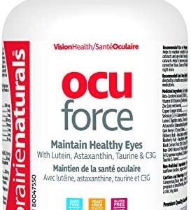 Prairie Naturals Ocu-Force Vision Support with Lutein, Astaxanthin, Taurine, C3G, Vitamins & Minerals Softgel, 60 Count