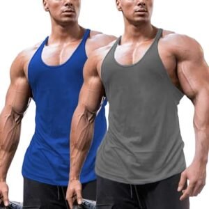 FLLSGT Men's 2 Pack Workout Tank Tops Gym Sleeveless Dry Fit Bodybuilding Shirts Fitness Athletic Muscle Tee