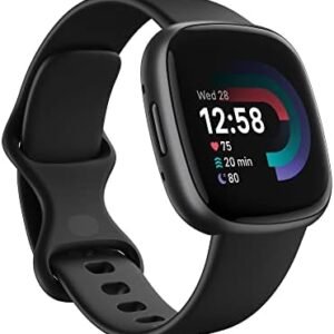 Fitbit Versa 4 Fitness Smart Watch for Men and Women with Daily Readiness, Gps, 24/7 Heart Rate, 40+ Exercise Modes, Sleep Tracking and More, Black/graphite, One Size (S and L Bands Included)