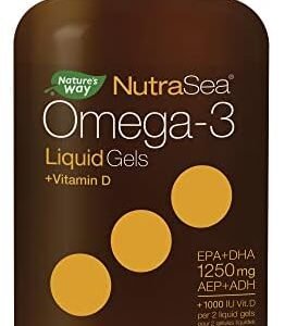 Nature's Way NutraSea+D Omega 3 + Vitamin D Supplement, Fresh Mint, 150 Soft Gels