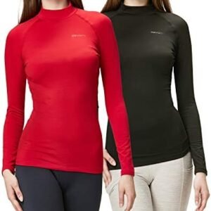 DEVOPS Women's 2 Pack Thermal Turtle Long Sleeve Shirts Compression Baselayer Tops