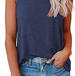 isermeo Womens Tank Tops Crewneck Loose Fit Basic Solid Color Casual Summer Sleeveless Shirts S-XXL
