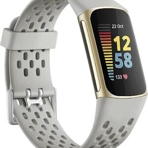 Getino Compatible with Fitbit Charge 5 Bands/Charge 6 Bands Women Men, Soft Breathable Comfortable Replacement Sport Strap Adjustable Wristbands for Fitbit Charge 5/ Charge 6 Advanced Fitness Tracker