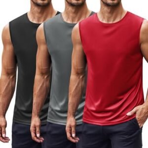 COOFANDY Mens 2 Pack Workout Tank Tops UPF 50+ Quick Dry Sleeveless Swim Shirt Gym Muscle Athletic Summer Beach T Shirts