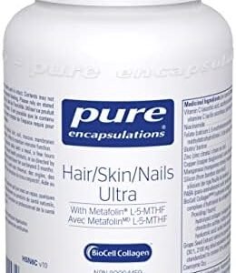 Pure Encapsulations - Hair/Skin/Nails Ultra - Hypoallergenic Supplement Supports Skin Elasticity, Hydration, Hair, and Nails* - 60 Vegetable Capsules