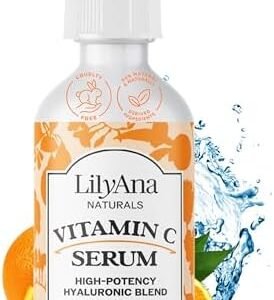 LilyAna Naturals Vitamin C Serum for Face - Face Serum with Hyaluronic Acid and Vitamin E, Anti Aging Serum, Reduces Age Spots and Sun Damage, Promotes Collagen and Elastin - 1oz