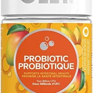 OLLY Probiotic Supplement Mango Chewable Gummy to support gut health with Tropical Mango and other natural flavours 50 gummies
