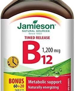 Jamieson Vitamin B12 (Cobalamin) 1200mcg, Timed Release, 80tablets