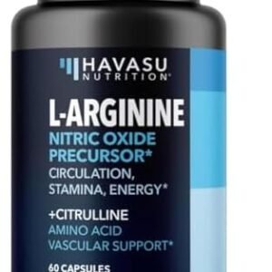 L-Arginine & L-Citrulline Supplement | Stamina, Endurance, Workout & Performance Support for Men | 590 mg L Arginine + L Citrulline 266 mg | 60 Nitric Oxide Pills | Vegan, Third-Party Tested