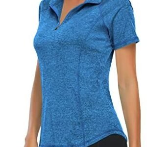 Luranee Women's Short Sleeve Moisture Wicking Athletic Shirts Quarter Zip Pullover