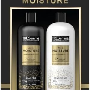 TRESemme Shampoo & Conditioner, Sulfate-Free, Family Size - Moisture Rich Hair Treatment for Dry, Damaged Hair, Hydrating Hyaluronic Acid, Vitamin C, and Biotin for Hair Repair, 28 Oz (2 Piece Set)