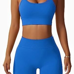 Seamless Workout Sets for Women Strappy Crisscross Sports Bras with Shorts Leggings 2 Piece Yoga Outfits Gym Tracksuit