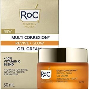 RoC Multi Correxion® Revive + Glow 10% Vitamin C Blend Face Moisturizer, Anti-Aging Gel Cream for Instant Glow, Hypo-Allegenic & Oil-Free Skin Care, 50ML
