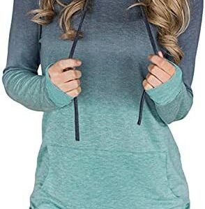 noabat Womens Hoodies Long Sleeve Sweatshirt Crew Neck Drawstring Casual Hooded Pullover Tops