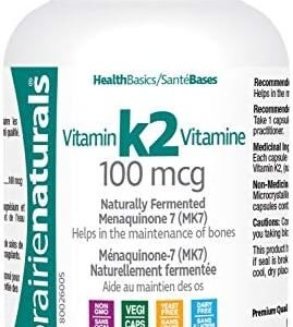 Prairie Naturals Vitamin k2 mk-7 100mcg vcaps, 60 Count