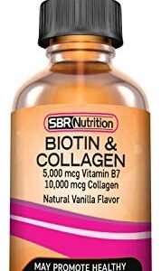 SBR Nutrition Biotin and Collagen Liquid Daily Dietary Supplement, Vitamins for Hair Growth and Thickening, Skin Health and Nail Strength, 2 oz (60mL)…