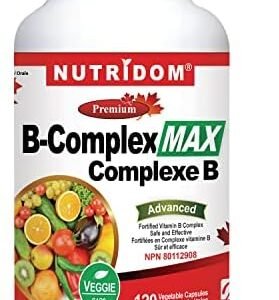 Nutridom Vitamin B-Complex Max Potency - All B Vitamins Including B12, B1(Benfotiamin), B2, B3, B4, B5, B6, B7 (Biotin), B8 (Inositol), B9 (Folic Acid), Choline, Inositol, Folate - Advanced Vitamin B Complex Supplement for Healthy Energy Metabolism, Non-GMO, Vegan (120 Count)