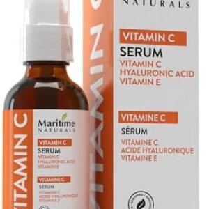 Maritime Naturals Vitamin C Serum for Face & Neck with Hyaluronic Acid & Balanced Botanicals | Professional Vitamin C Face Serum for Women & Men, Organic Skin Care, Born In Nova Scotia, Canada (60ml)