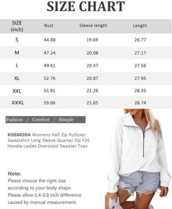KISSMODA Womens Half Zip Pullover Sweatshirt Long Sleeve Quarter Zip Y2K Hoodie Ladies Oversized Sweater Tops (S-3XL) - Image 5