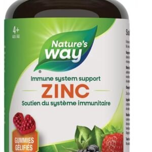 Nature's Way Zinc Gummies - Immune System Support Mineral Supplement – Maintain Healthy Bones, Hair, Skin and Nails - Vegetarian Gummies for Kids 4+ and Adults - Mixed Berry Flavour, 60 Gummies