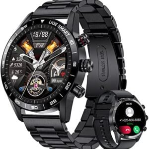 LIGE Smart Watch for Men Women with Bluetooth Call Receive/Dial, Fitness Tracker 1.32'' HD DIY Full Touch Screen Smartwatch with Heart Rate/Sleep Monitor, IP67 Waterproof Watch for Android iOS