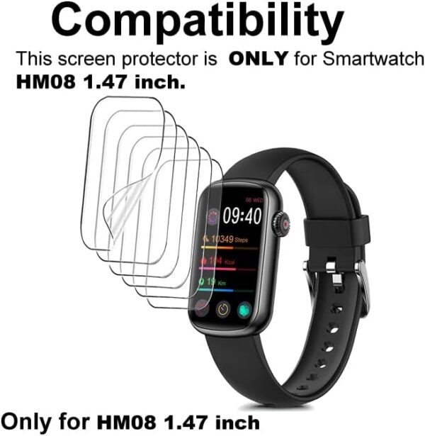smaate Screen Protector Compatible with MorePro and FITVII HM08 1.47 inch Fitness Tracker, Soft TPU, 6-Pack, Bubble Self-healing, Full coverage - Image 2