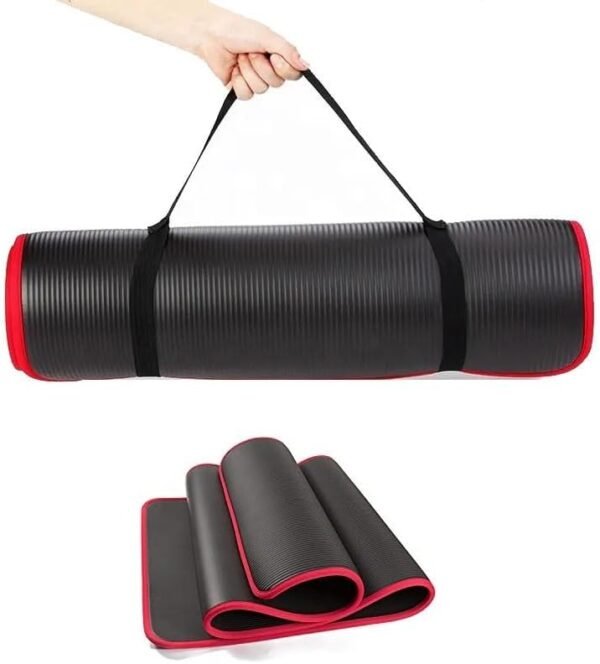 GHAWI Yoga Mat Eco Friendly NBR All-Purpose 1 Cm Thick Non-Slip Exercise Mat High Density Anti-Tear Pilates Mat with Carrying Strap for Yoga Pilates and Gymnastics - 183cm x 66cm x 1cm Yoga Matt
