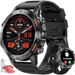 Smart Watch for Men,1.39'' HD Touchscreen Smartwatch 5ATM Waterproof Sport Watch with Call 120+ Sports Modes/400 mAh Battery,Heart Rate/Sleep Monitor Fitness Tracker for Android iOS Black Silicone